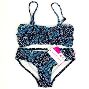 NWT SEAFOLLY Mystic Tarot Bandana Tie Front Tankini - Girls 10